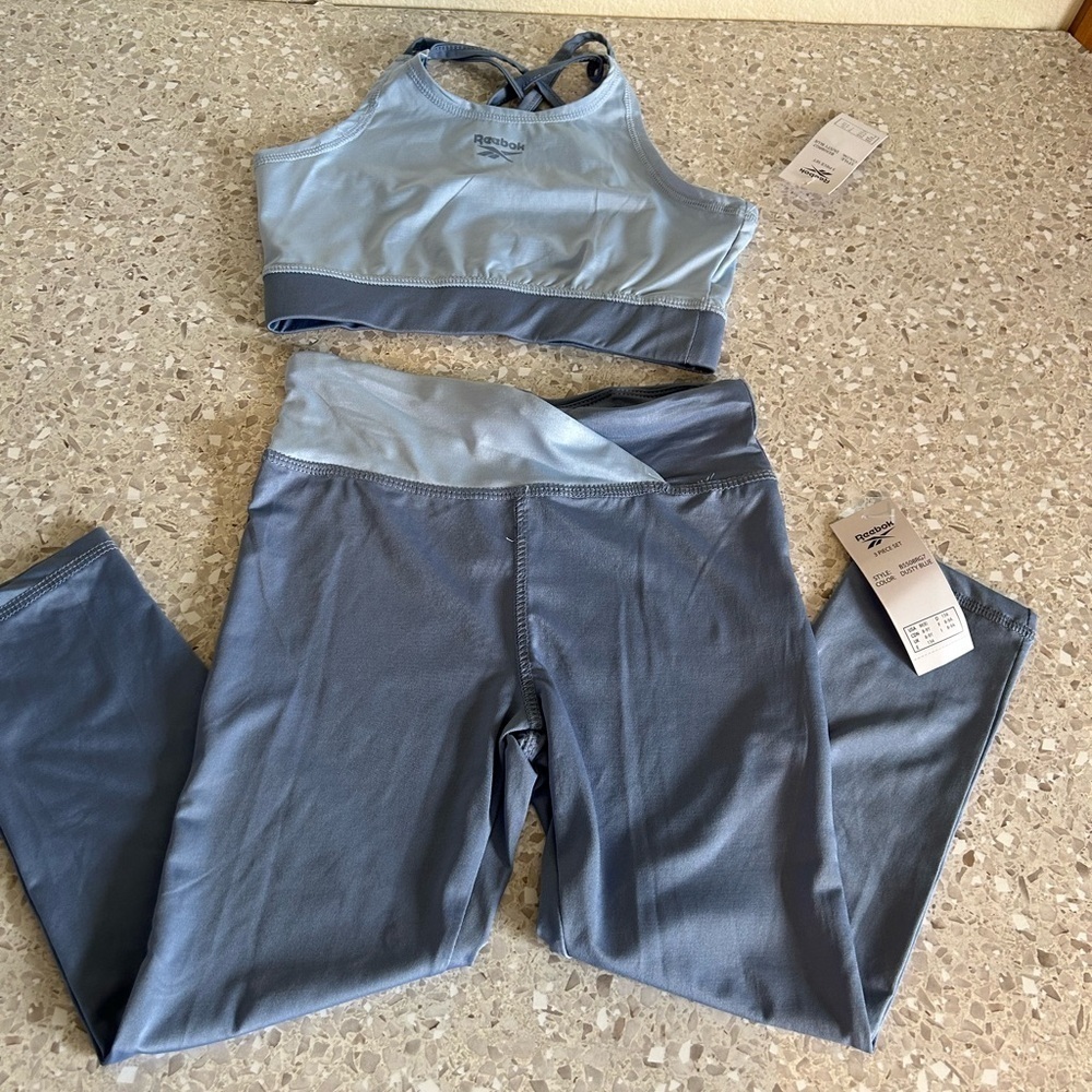 NWT Reebok Youth Girls Size 8 Blue Athletic Set